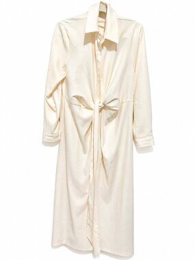 NWOT Cream Knot-Front Long Sleep Shirt